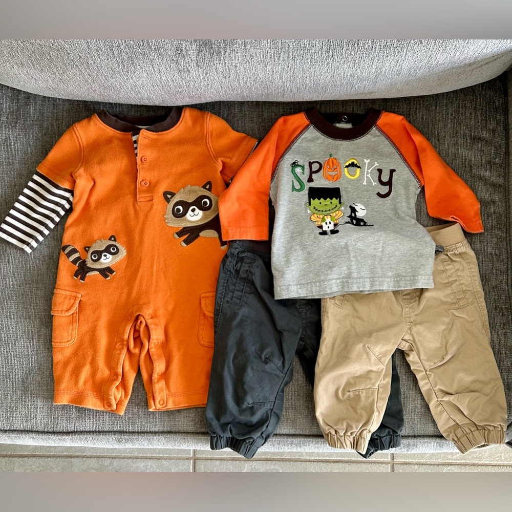 3-6 Month Halloween Shirt, Pants, Fall Raccoon Jumpsuit Bundle 🎃🧡🍁🦝